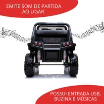 Mini Carro Elétrico Infantil Criança UTV Quadriciclo Mercedes Unimog 2 Lugares Com Controle Remoto Luz Som Usb Mp3