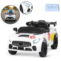 Mini Carro Elétrico Infantil Esportivo 12V Branco Com Controle Remoto Função Música E Luzes LED - Importway