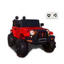 Mini carro eletrico infantil jeep vermelho 12v com controle luz e som