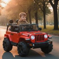 Mini carro eletrico infantil jeep vermelho 12v com controle luz e som Mini carro eletrico infantil jeep vermelho 12v com controle luz e som