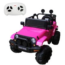 Mini Carro Elétrico Infantil Jipe Bw028 Rosa com Controle Remoto Aventura e Segurança