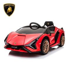 Mini Carro Elétrico Infantil Lamborghini Sian 12V Vermelho Bivolt Com Luz LED e Som Realista