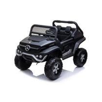 Mini carro eletrico infantil quadriciclo mercedes benz unimog licenciado preto 12v luz e som - IMPORT WAY