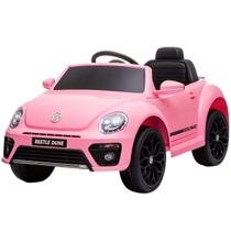 Mini Carro Elétrico Infantil Volkswagen Beetle Dune Bateria 6V Rosa Motorizado Importway Bw-274rs