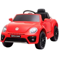 Mini Carro Elétrico Infantil Volkswagen Beetle Dune Bateria 6V Vermelho Motorizado Importway Bw-274