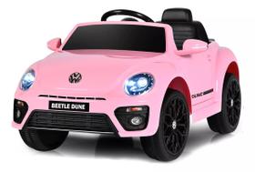 Mini carro eletrico infantil volkswagen beetle fusca rosa