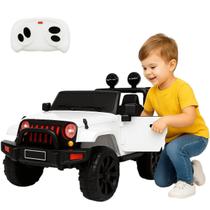 Mini Carro Elétrico Jipe Importway Branco 12V com Controle Remoto
