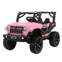 Mini Carro Elétrico Jipe Motorizado Rosa Som Mp3 Luz Led