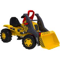 Mini Carro Pedal Infantil Bandeirante Trator Escavadeira - Amarelo