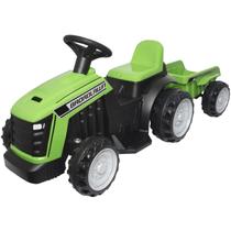 Mini Carro Trator com Reboque Caçamba Elétrico 6V Infantil Criança Bateria Verde Brinqway BW-079VD