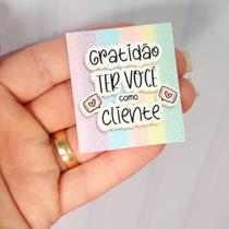 Mini cartão tag para agradecimento cliente candy colors