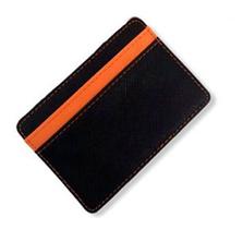 Mini carteira de couro unissex Laranja AXM - Porta Cartões de Crédito