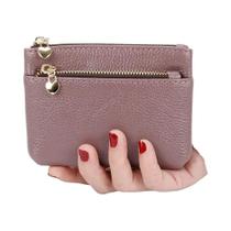 Mini Carteira Feminina De Couro Com Zíper, Porta-cartões, Chaveiro Infantil, Carteira De Bolso