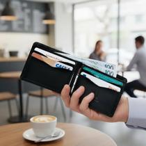 Mini Carteira Pequena Masculina de Couro Legitimo Slim Premium - Artlux