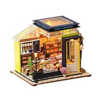 Mini Casa De Bonecas Com Luz LED DIY, Quebra-Cabeça 3D, Modelo De Montagem De Pequena Casa,