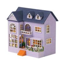 Mini Casa De Bonecas De Madeira Princesa Rosa Com Móveis E Luz, Kit De Montagem DIY, Modelo De