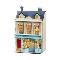 Mini Casa De Bonecas De Madeira Princesa Rosa Com Móveis E Luz, Kit De Montagem DIY, Modelo De