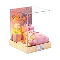 Mini Casa De Bonecas DIY Quebra-cabeça 3D Kit De Modelo De Madeira Com Móveis E Luz LED Presente De
