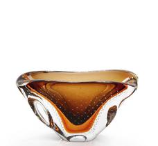 Mini Centro Em Cristal Murano Marrom - São Marcos 23cm