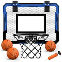 Mini cesta de basquete QDRAGON Over The Door com 3 bolas azuis Mini cesta de basquete QDRAGON Over The Door com 3 bolas azuis