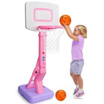 Mini cesta de basquete Qirptey Toddler Girls rosa com bomba de esfera Mini cesta de basquete Qirptey Toddler Girls rosa com bomba de esfera