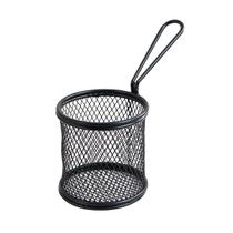 Mini cesta de servir porções em ferro redonda 8x8x7,5cm