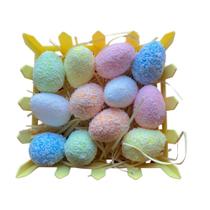 Mini Cestinha Decoração de Páscoa com 12 mini ovos