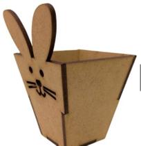 Mini Cestinhas Cachepo Coelhinho de MDF para Páscoa - Decoração e Lembrancinhas