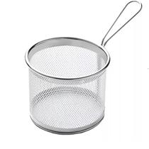 Mini Cesto Aramado 9cm Inox Fritura Servir Porções Fritas Mini Cesto Aramado 9cm Inox Fritura Servir Porções Fritas