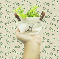 Mini Cesto Cachepot Vasinho Algodão Cru Estampa Cachorro Pet