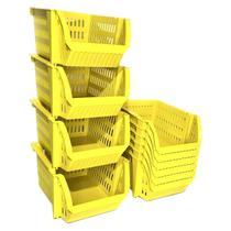 Mini Cesto Organizador Empilhavel 10 Pçs Amarelo Mini Cesto Organizador Empilhavel 10 Pçs Amarelo