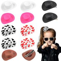 Mini chapéu de cowboy, clipes de cabelo, 12 peças para decoração, boneca de brinquedo Mini chapéu de cowboy, clipes de cabelo, 12 peças para decoração, boneca de brinquedo
