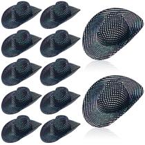 Mini chapéu de cowboy Sotiff Disco Cowboy Hat Light Up, 12 peças, preto