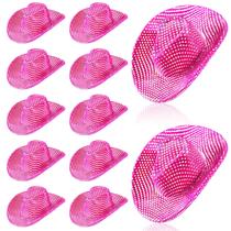 Mini chapéu de cowboy Sotiff Disco Light Up Holográfico, 12 unidades
