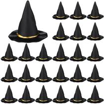 Mini chapéus de bruxa de Halloween Seenelling, 7,5 cm, pretos, 24 unidades Mini chapéus de bruxa de Halloween Seenelling, 7,5 cm, pretos, 24 unidades