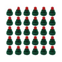 Mini Chapéus E Cachecóis De Natal Vermelhos E Verdes Em Tricô Com Pompons, Enfeites Para Festas De