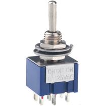 Mini Chave Toggle Switch DPDT 6 Terminais ON-OFF-ON 3 Vias