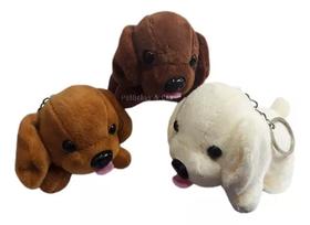 Mini Chaveiro Cachorro Labrador Baby Deitado de Pelúcia Jg de 03pçs