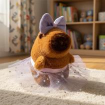 Mini Chaveiro De Pelúcia Capivara Bailarina c/ Laço - 10cm