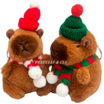 Mini Chaveiro De Pelúcia Capivara Noel 10cm - Jg De 02pçs
