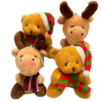 Mini Chaveiro de Pelucia Urso Noel e Rena 10cm - Jg De 04pçs Somente Rena