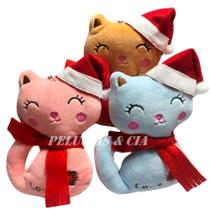Mini Chaveiro Gata Gatinha Noel De Pelucia Natal 12cm - Jg 03pçs