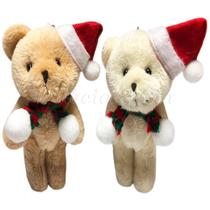 Mini Chaveiro Urso Noel De Pelúcia 10cm Articulado - Jogo de 04pçs