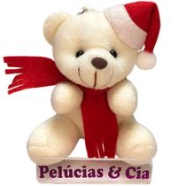 Mini Chaveiros Urso Noel Creme Pelúcia 9,5cm Natal - Unidade