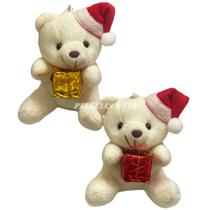 Mini Chaveiros Urso Noel de Pelúcia com Presente 9cm - Jg 04pçs Natal