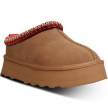 Mini-chinelos de plataforma femininos metricfalcon em camurça forrada de pele