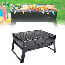 Mini Churrasqueira Pequena A Carvão Portátil Dobrável Desmontável Em Aço Inox Para Espetinho Apartamento 35x27cm