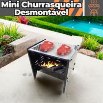 Mini Churrasqueira Portátil Desmontável Com Grelha