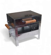 Mini Churrasqueira Portátil Inox Bafo Grelha Tampa 33x26 Mini Churrasqueira Portátil Inox Bafo Grelha Tampa 33x26