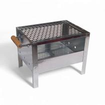 Mini Churrasqueira Portátil Inox Reforçada Plus Grelha 33x26